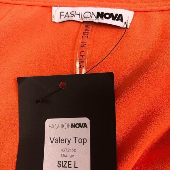 Fashion Nova Orange V Neck Wrap Valery Top - Picture 5 of 8